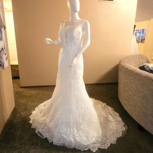 LOVELY LA DRESS L formal long wedding train sequins dress 411W embellished